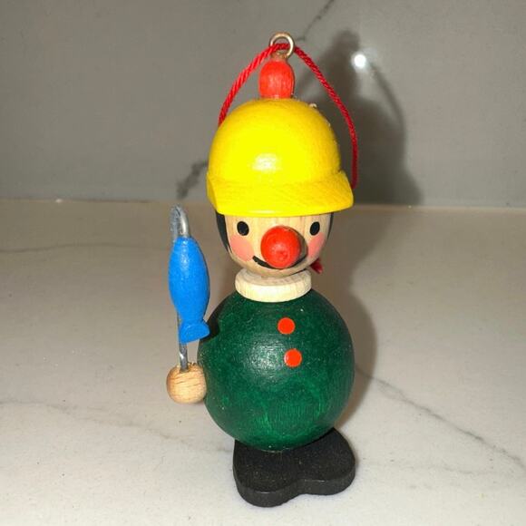 German Wooden Christmas Ornament 
Fisherman Vintage - Picture 1 of 5